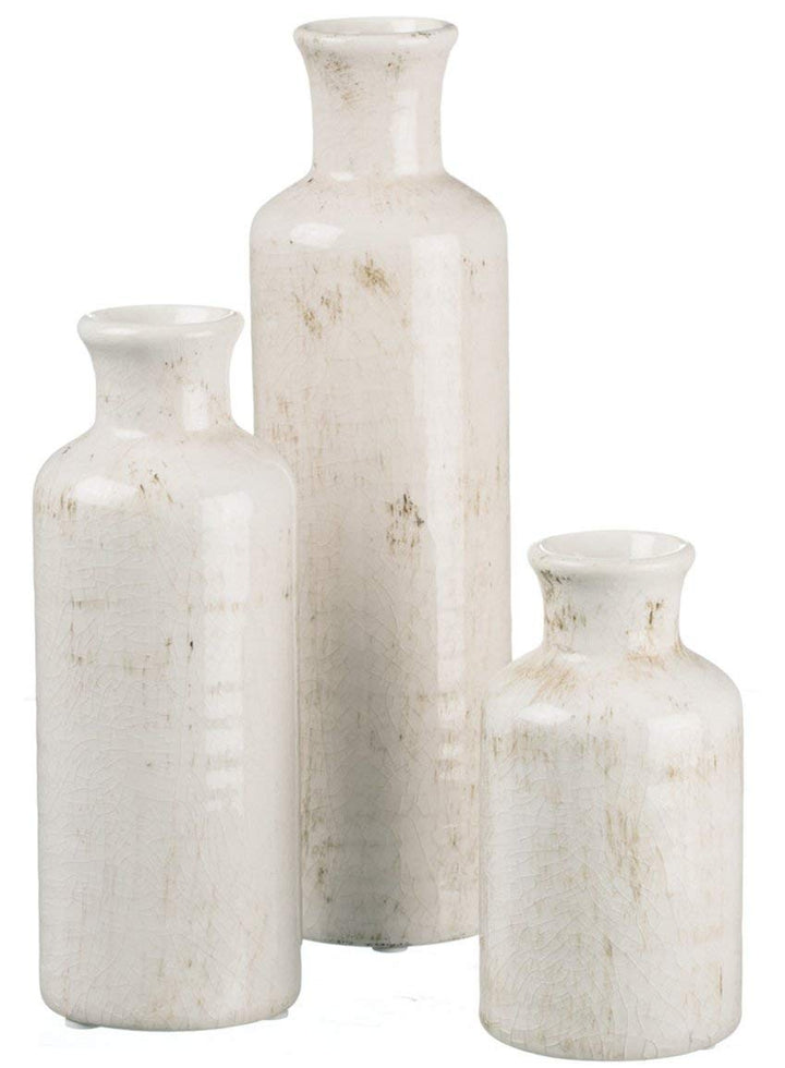 Sullivans White Ceramic Vase Set, Farmhouse Decor, Home