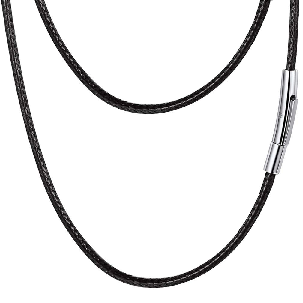 Black Necklace for Men Small Chain 28inch Long Necklaces Cord Necklace