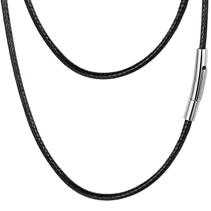 Black Necklace for Men Small Chain 28inch Long Necklaces Cord Necklace