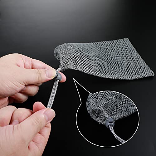 TecUnite 10 Pcs Mesh Bags Drawstring Laundry Bags Large Nylon Mesh Bags Gift Bag Dishwasher Bag with Sliding Drawstring for Kitchen Jewelry Gifts Wedding Favor Home(5.5 x 7.5 Inch,Gray)