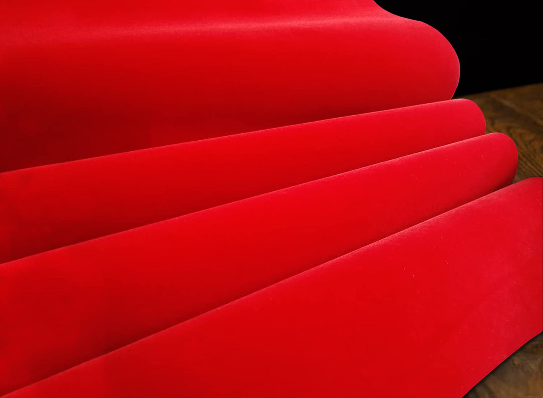 Red Self Adhesive Velvet Fabric Sticky Felt Sheets for Art &amp; Crafts, Jewelry Box, Drawer Liners- 2PCS x (17.3 inch x 39.3 inch)