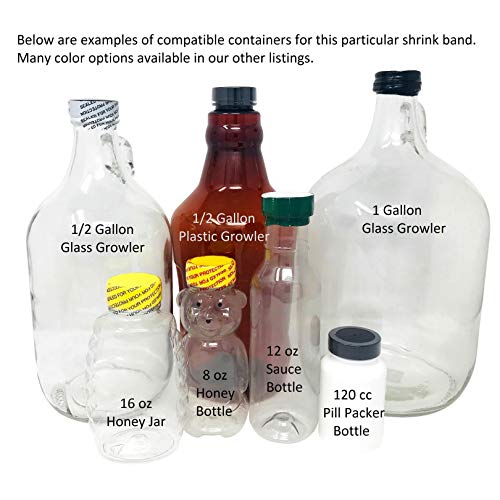 66 x 25 mm Clear Perforated Shrink Band for Growler Bottles, Pharmaceutical Bottles, Gallon Jugs, Honey Bottles, and More. [Compatible Diameter Range: 1 1/4” – 1 1/2] - Bundle of 50