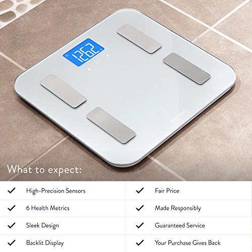 Digital Weight Bathroom Scale, Shine-Through Display, Accurate Glass Scale, Non-Slip &amp; Scratch Resistant, Body Weight (White)