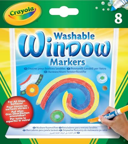 Window Markers (8 Count), Washable Window Markers for Kids, Works On Glass Surfaces, Fun Gifts for Kids