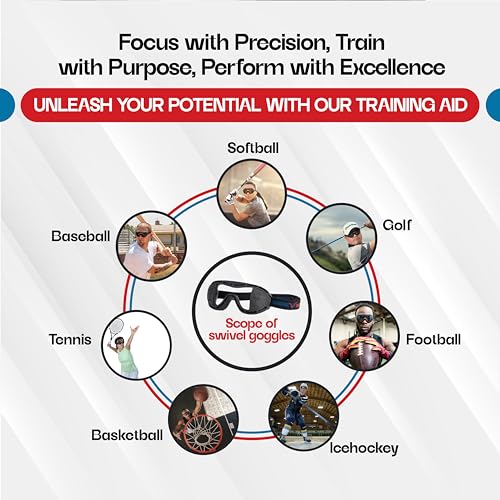 Professional Vision Training Goggles with Adjustable Strap | Lightweight Sports Goggles for Baseball, Basketball, Hockey, Football, Lacrosse, and Soccer Training | One Size Fits All