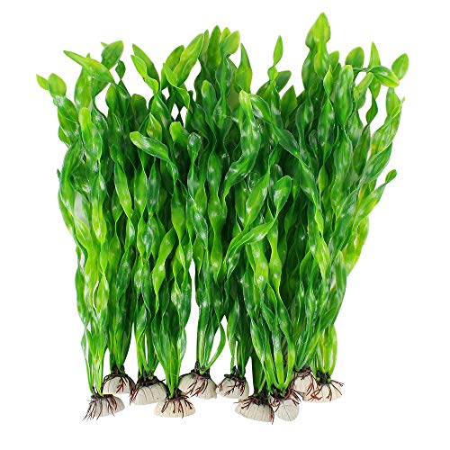 Artificial Seaweed Water Plants for Aquarium, Plastic Fish Tank Plant Decorations 10 PCS (Green)