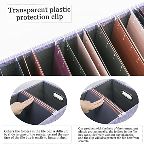 Oterri File Organizer Box,Filing Box with Lid,File Box for Letter/Legal File Folder Storage, Portable Hanging File Box for Office/Decor/Home,1 Pack,Lavender-Box only