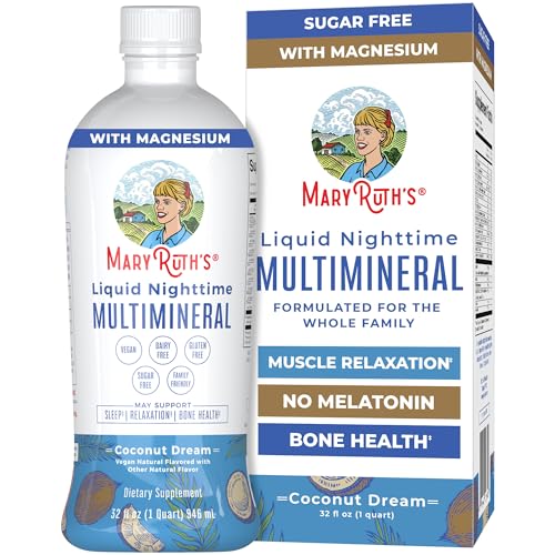 MaryRuth's Liquid Nighttime Multimineral | Sugar Free | Calm Magnesium Citrate | NO Melatonin | Calcium Magnesium Zinc | Muscle Relaxation | Available in 4 Flavors | Vegan | Gluten Free | 32 Servings
