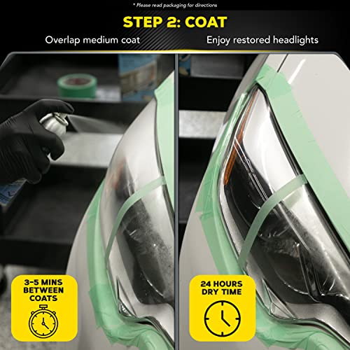 Meguiar&#39;s Two Step Headlight Restoration Kit, Headlight Cleaner Restores Clear Car Plastic and Protects from Re-Oxidation, Includes Headlight Coating and Cleaning Solution - 4 Count (1 Pack)