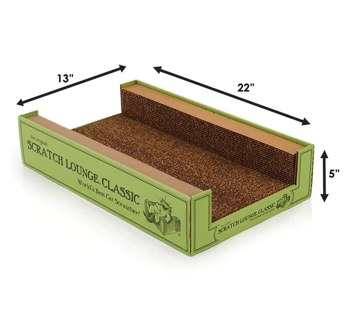 Scratch Lounge Cardboard Cat Scratcher &amp; Lounger for Large Cats - XL 13x22 with Reversible Floor &amp; Catnip - Heavy Duty Durable Bed Lasts 10x Longer Than Conventional Scratchers