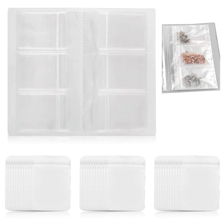 Jewelry Storage Book with 100 Pcs Zipper Lock Bag, Anti Oxidation Transparent Jewelry Organizer Book Album, Portable Jewelry Display Book, Holder Book for Earring, Necklace, Rings