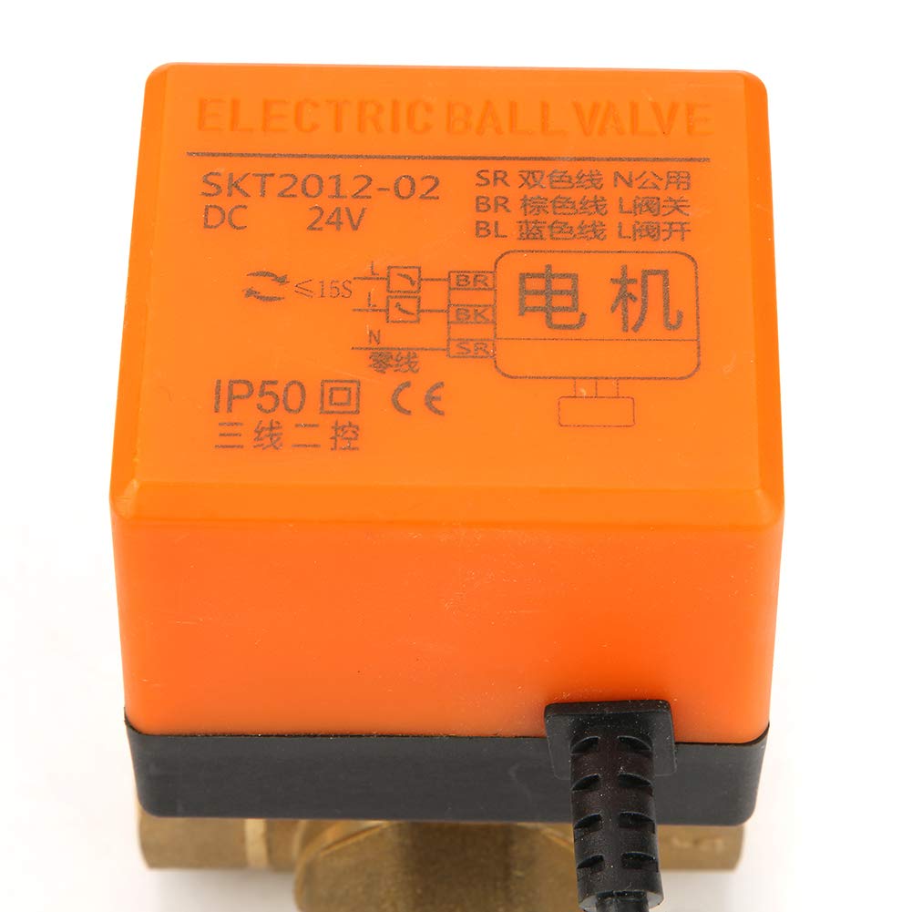DN25 3 Way 3 Wires Motorized Ball Valve G1 Brass Built-in Actuator Electrical Ball Valve for Air Conditioner DC 24V