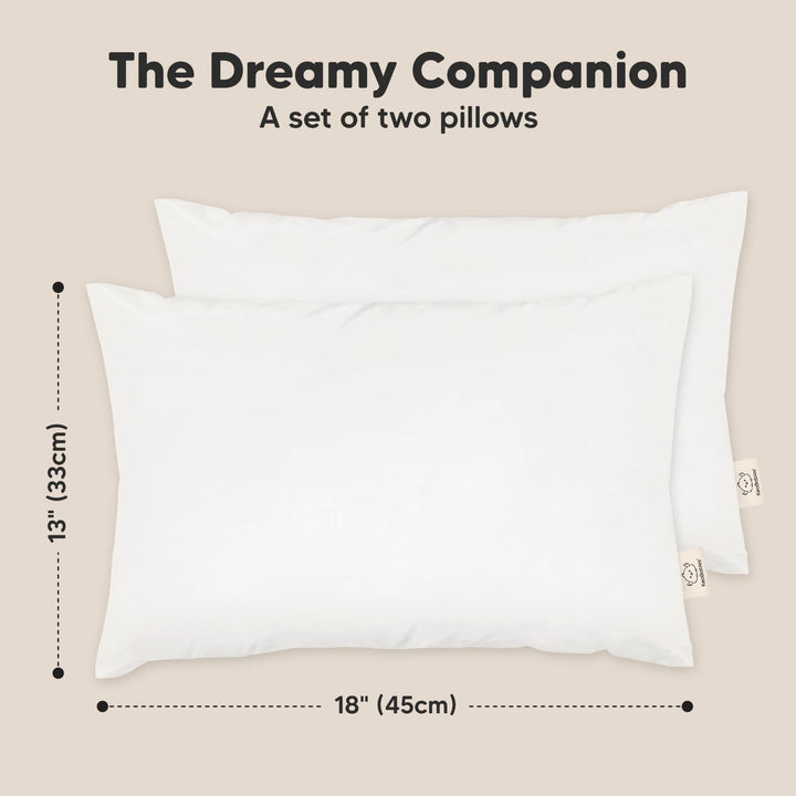 KeaBabies 2-Pack Toddler Pillow - Soft Organic Cotton Toddler Pillows for Sleeping, 13X18 Small Pillow for Kids,Kids Pillows for Sleeping,Kids Pillow for Travel,School, Nap,Age 2 to 5 (Soft White)