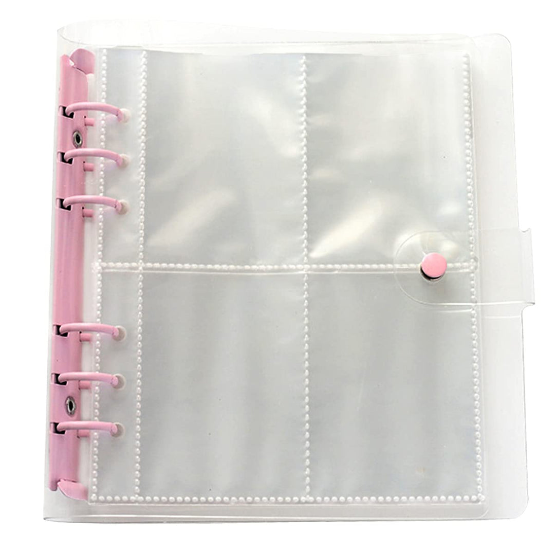 3 Inch 200 Pockets Portable Photo Album Books Home Picture Case Storage 6-Ring Binder Cover Refillable Notebook Kpop Photocard Name Card ID Holder (Pink)