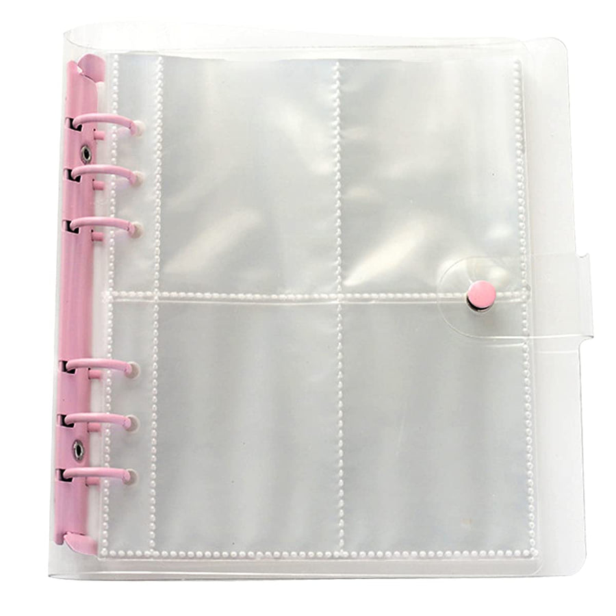 3 Inch 200 Pockets Portable Photo Album Books Home Picture Case Storage 6-Ring Binder Cover Refillable Notebook Kpop Photocard Name Card ID Holder (Pink)