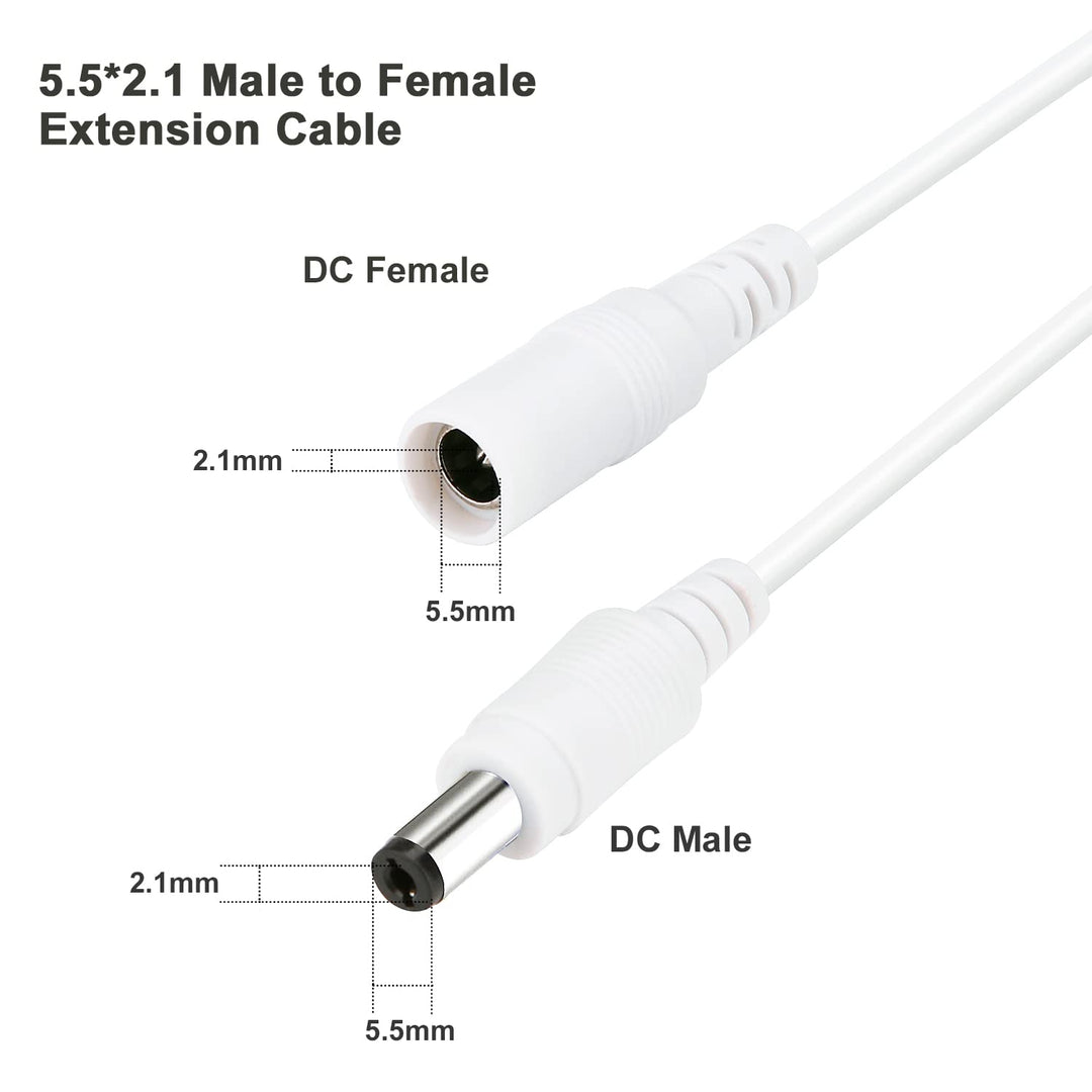 WILDHD DC Power Extension Cable 33ft 2.1mm x 5.5mm Comp