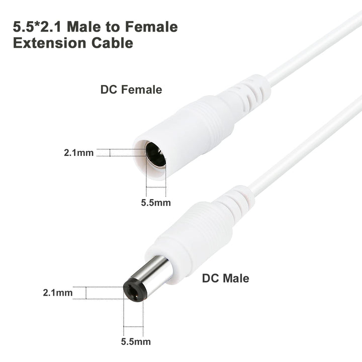 WILDHD DC Power Extension Cable 33ft 2.1mm x 5.5mm Comp