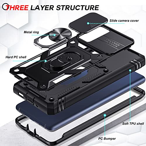 Compatible for Samsung Galaxy S20 FE 5G Case: Galaxy S20 FE Case with Slide Camera Cover + [2 Packs] Tempered Glass Screen Protector, Military-Grade Phone Case with Kickstand, Black [NOT FIT S20]