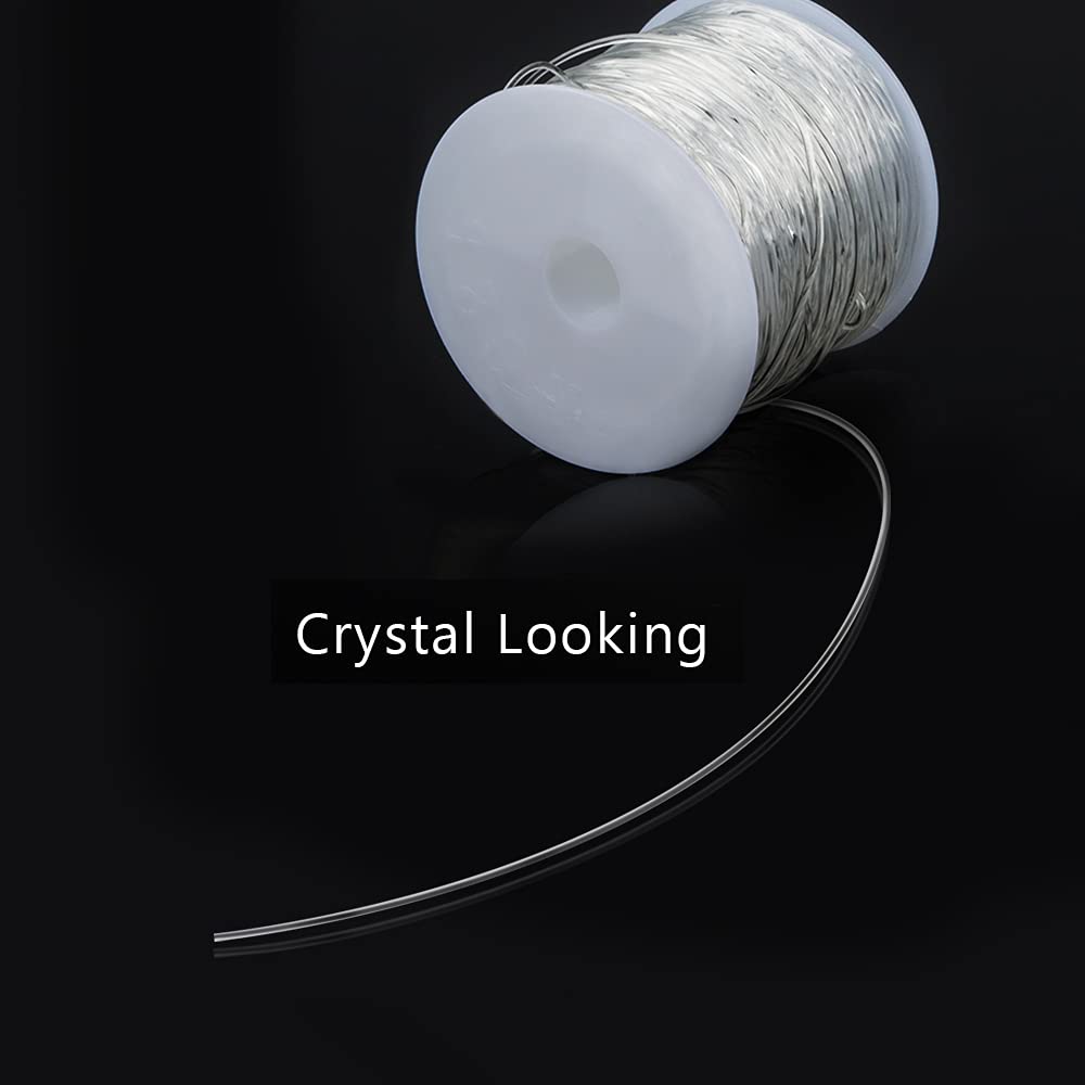 Elastic Bracelet String Cord with Beading Needles, 1 mm Clear Elastic String Stretch Cord and 8 Pieces Big Eye Beading Needles (4 Sizes)