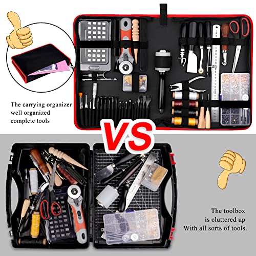415 PCS Leather Working Kit, Leather Tool Kit, Leather Crafting Kit with Leather Working Tools Punching Sewing Stamping Sanding Tools for Leather Working Professional