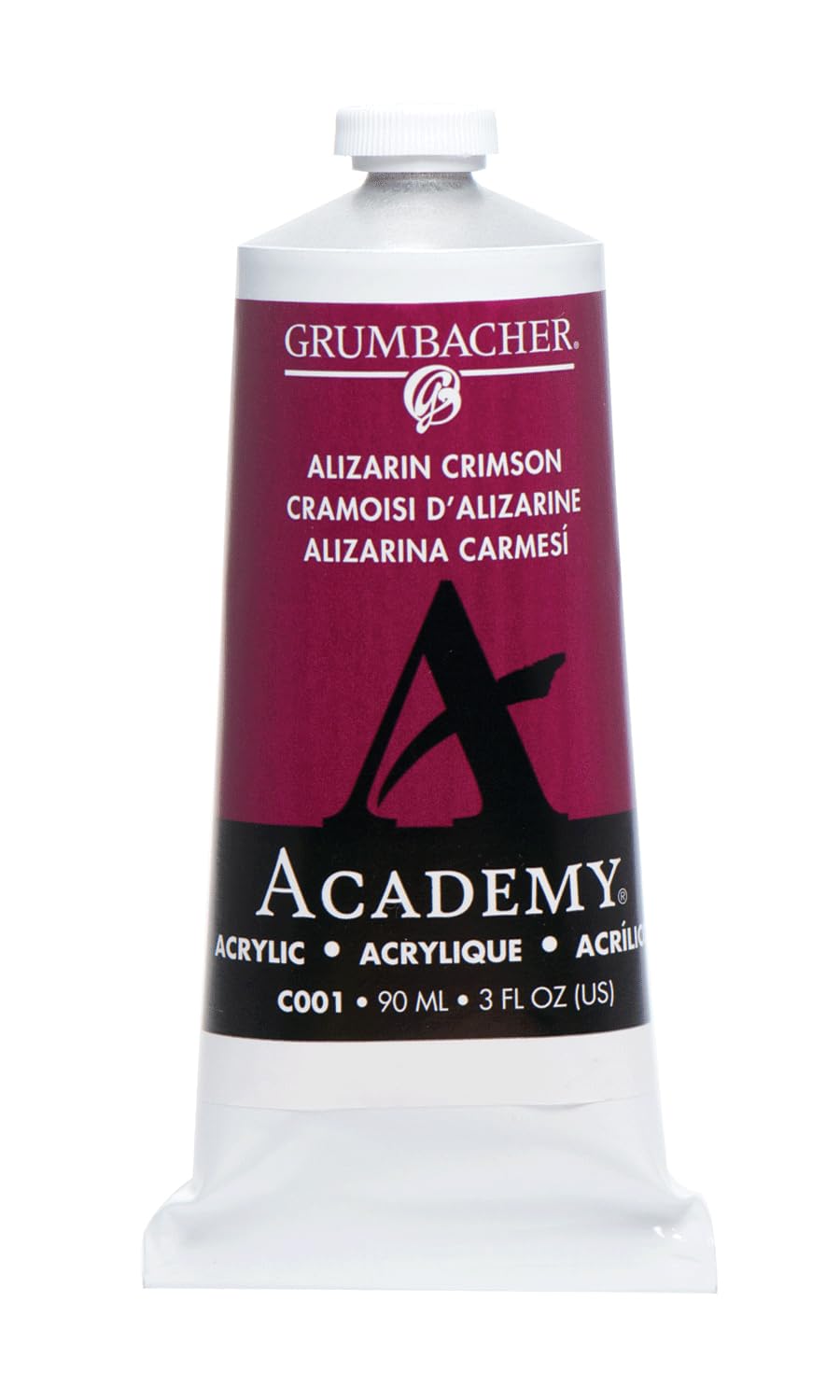 Academy Acrylic Paint, 90ml/3 oz Metal Tube, Alizarin Crimson