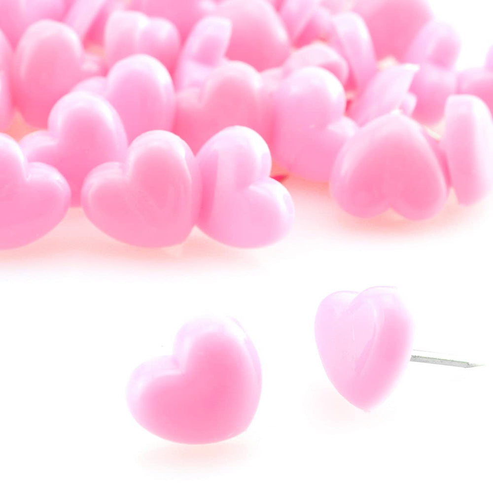 Heyous 100pcs Heart Shaped Push Pins Pink and Red Plastic Thumbtacks for Cork Board DIY Decoration