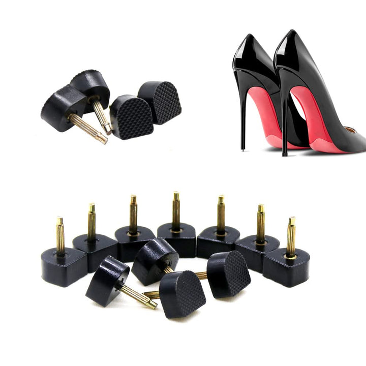 6 Pairs High Heel Tips Shoes Replacement Kit Black Durable Non-Slip U Shape Shoes Repair Tip Tap Cap for Women Size 11 12 13 mm