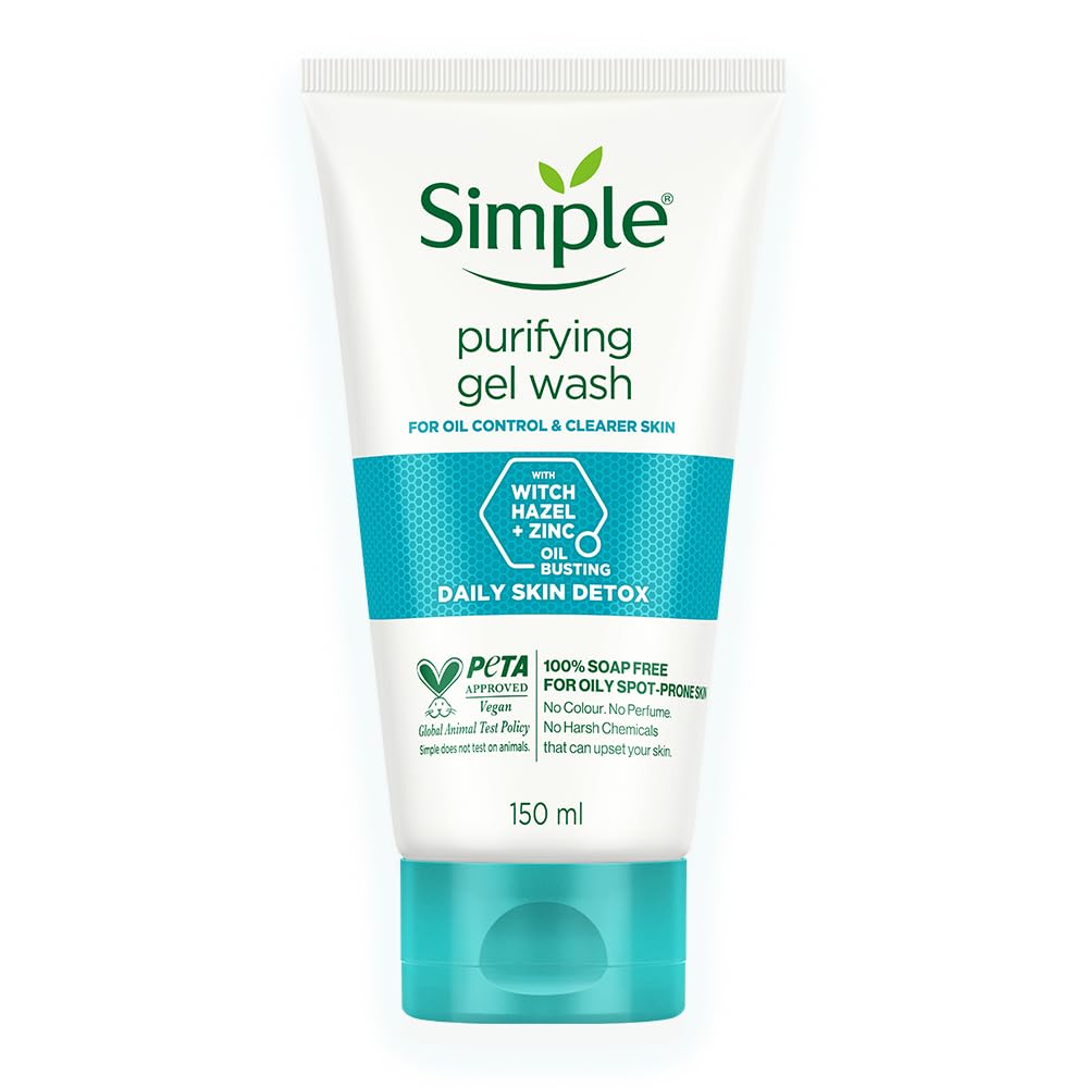 Simple Purifying Face Wash 150ml for oily, acne-prone, sensitive skin | 100% soap-free gentle cleanser for women &amp; men