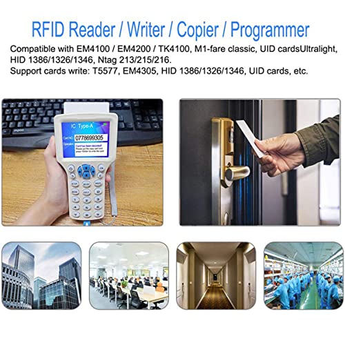 English 10 Frequency RFID NFC Card Copier Reader Writer for IC ID Cards and All 10pcs 125kHz Cards+10pcs ID 125kh Key Fobs+10pcs 13.56mhz UID Key +1USB
