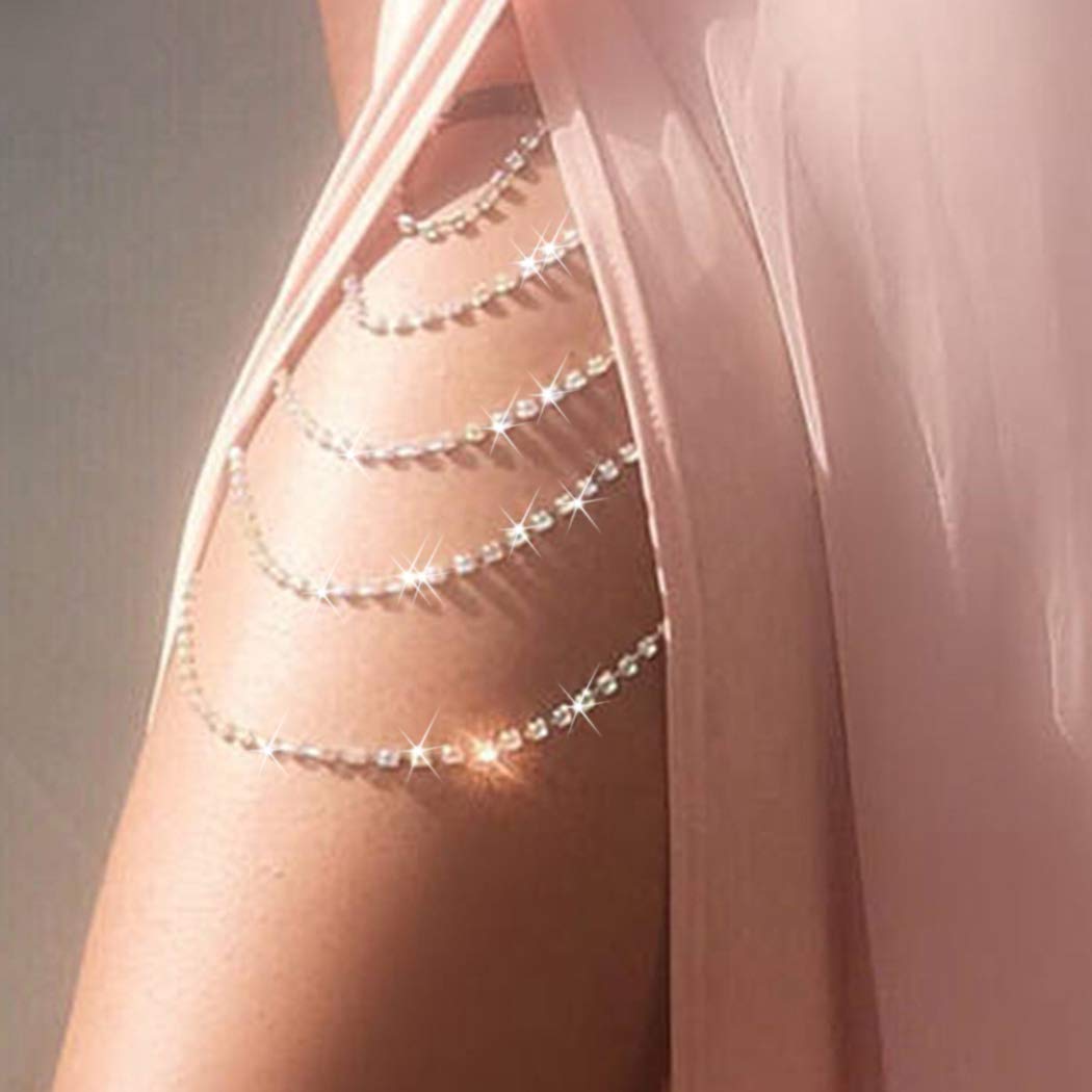 Reetan Boho Crystal Leg Chains Rhinestone Body Chain Ra