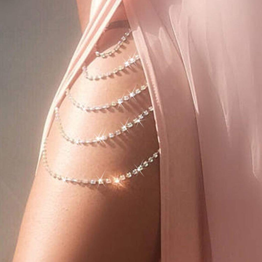 Reetan Boho Crystal Leg Chains Rhinestone Body Chain Ra