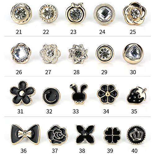 DENALY 40 Pieces Women Shirt Brooch Buttons Cover up Button Pin Safety Brooch Buttons for Clothing Dress Supplies Lapel Pins Vest Safety Buckle Metal Tie Tacks Pin (Total 40pcs)