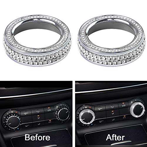 Pursuestar Bling Bling Crystal Air Conditioner Control Switch Knob Regulator Caps Diamond Cover Decals Decorations Trim for Mercedes-Benz A B Class CLA GLA GLE GLS GLK ML CLS