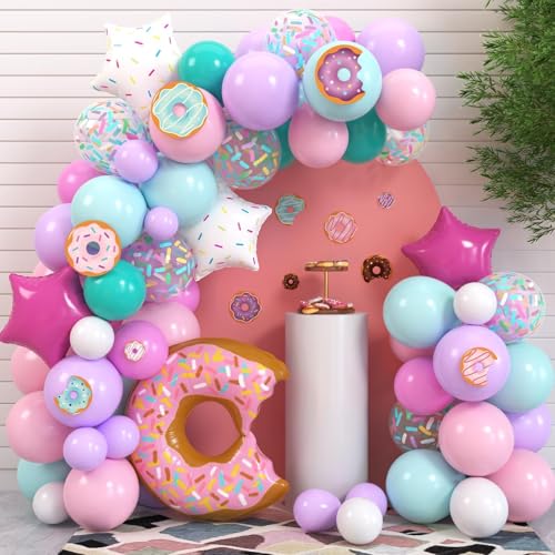 Levfla 100 PCS Donut Balloons Garland Pastel Decoration