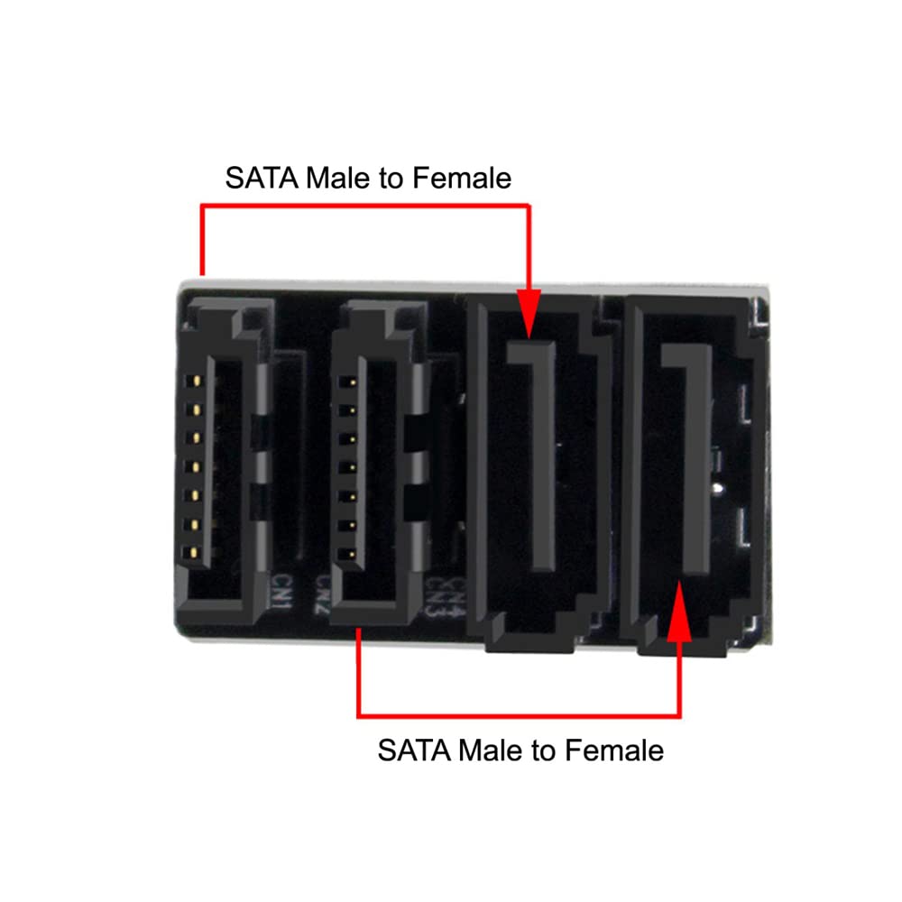 NFHK Dual SATA 7Pin Female to 7Pin Male 360 Degree Angl