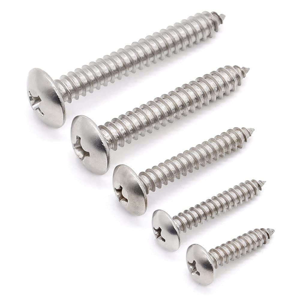 Glvaner 30 Pcs #10 x 1-1/2 Stainless Steel Truss Head Wood Screws Self Tapping Screws Sheet Metal Tek Screws