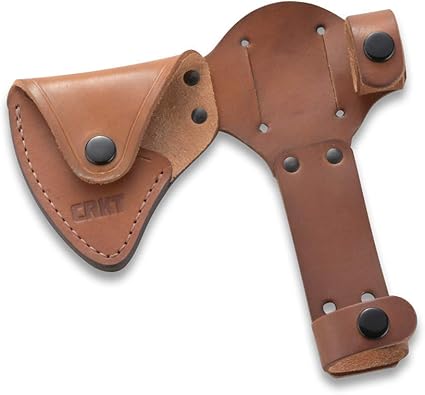 CRKT Woods Chogan Tomahawk Sheath: Full Grained Leather, Multiple Snaps, Belt Loops for Secure Carry of T-Hawk, for Use 2730 D2730