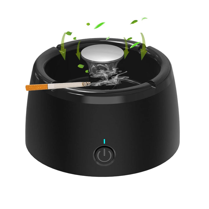 2 in 1 Multifunctional Smokeless Ashtray USB Rechargeable Ash Tray Electronic Ashtray Best for Home Office or Car (Black)