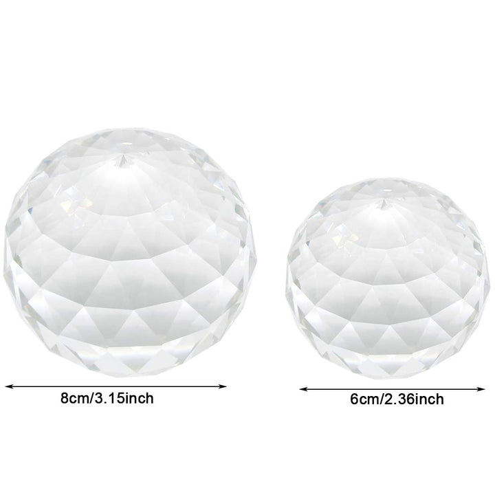 2 Pack Clear Crystal Ball Prism Window Rainbow Maker Window Prisms Suncatcher for Feng Shui, (80mm+60mm)