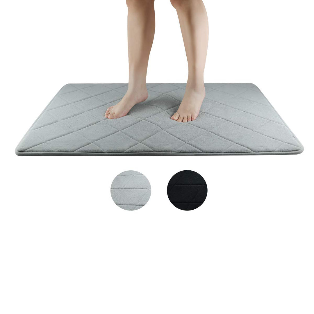 Non-Slip Soft Microfiber Memory Foam Bath Mat,Toilet Bath Rug,with Non-Skid Bottom Washable Quickly Drying Bathroom mats 35 X 24, Black-net