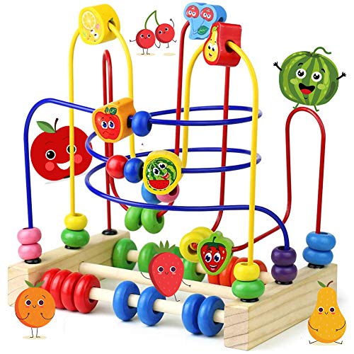 Bead Maze Toy Wooden Toddler Roller Coaster Abacus for Toddlers 1-3 Montessori Activity Cube for Kids First Birthday Gifts for Boys Girls 1 2 3 Years