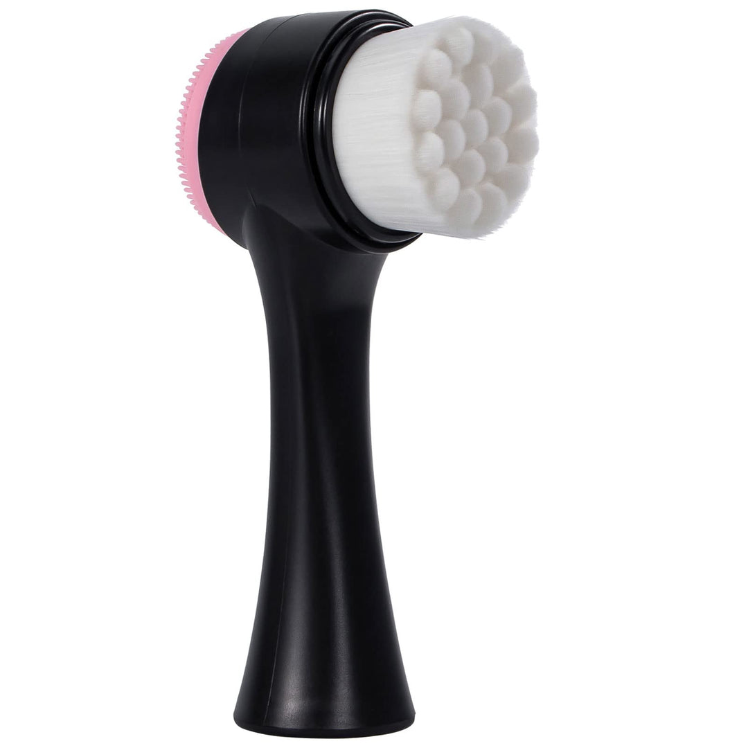 Face Brush 2 in 1, Facial Cleansing Exfoliating Brush with Ultra Fine Soft Bristles Pore Deep Cleansing Silicone Double Side Face Wash Scrub Brush for Massaging, Skincare Makeup Removal