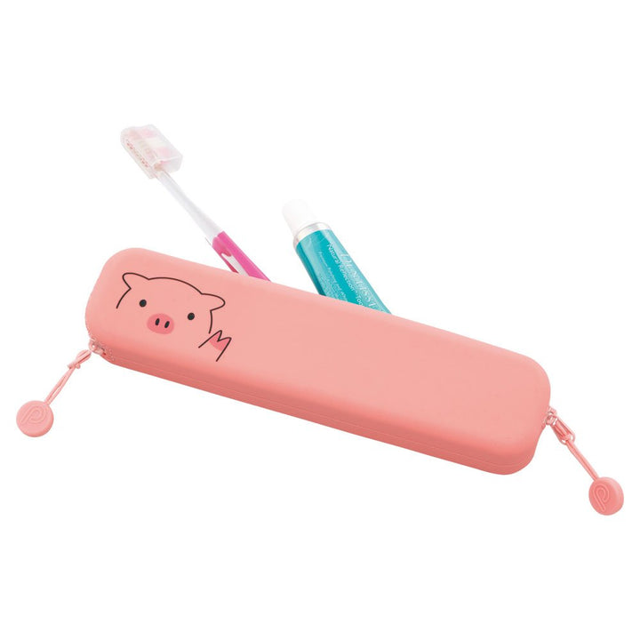 LIHIT LAB PuniLabo Slim Zipper Pen Pouch, 7.9 × 1.9, Pig (A7717-5)