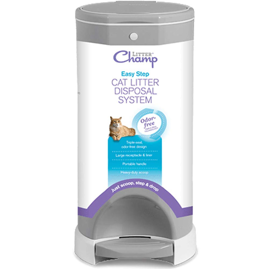 Litter Champ Premium Odor-Free plastic Cat Litter Disposal System,4 gallon, Gray