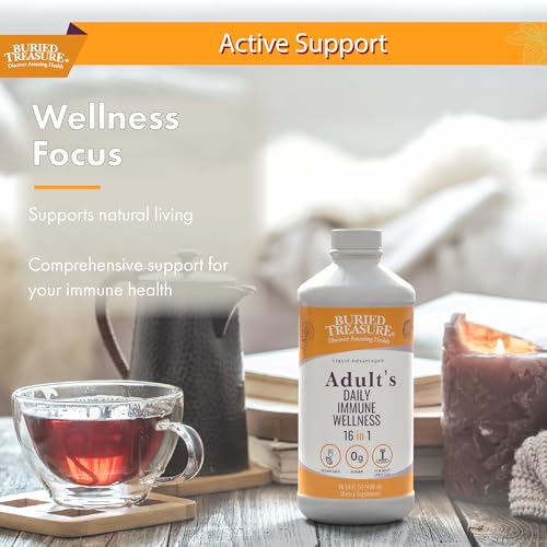 Adult Daily Immune Wellness - 16 Fl oz, 16 serv, Liquid Nutrient Blend for Immune Support with Elderberry, Echinacea, Vitamins &amp; more
