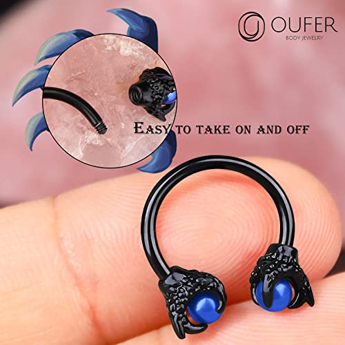 Claw Daith Earrings, 316L Surgical Steel Septum Piercing Jewelry, Pearl Cartilage EarRing Hoop, Ear Body Piercing Jewelry Helix Earrings for Women