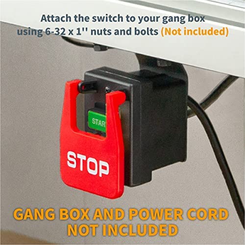 120V/230V Dual Voltage Paddle Switch, 3 HP at 230 Volts, UL Certified. Large Knee Paddle for Power Tools Fast Power Off. Fits Table Saw, Router Table, Drill Press, Bench Saw, Band Saw (71007)