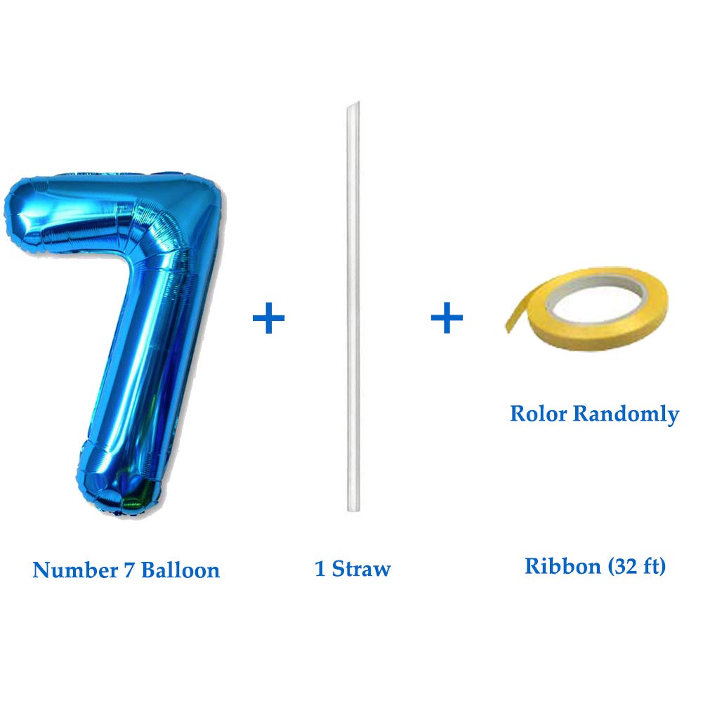 40 Inch Jumbo Blue Number 7 Balloon Giant Balloons Prom Balloons Helium Foil Mylar Huge Number Balloons for Birthday Party Decorations/Wedding/Anniversary