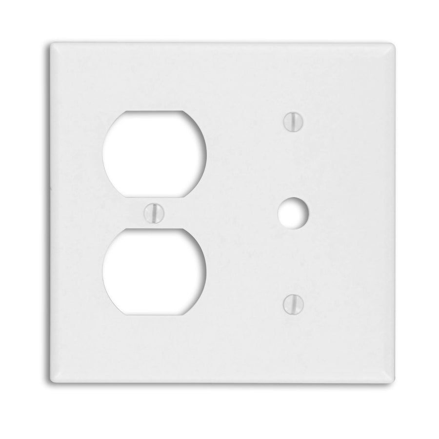88078 2-Gang 1-Duplex 1-Telephone/Cable .406 Device Combination Wallplate, Thermoset, Strap Mount, White
