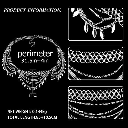 Bodiy Boho Layered Belly Chain Silver Tassel Waist chain Sexy Beach Bikini Body Chain Jewelry for Women and Gilrs
